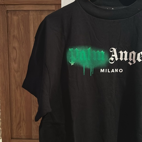 SSENSE NEW AUTHENTIC PALM ANGELS black spray paint logo t shirt large - Picture 3 of 16